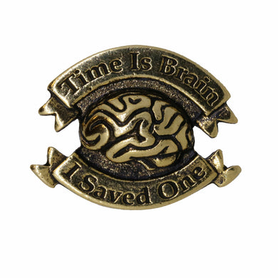 Time is Brain Stroke Awareness Gold Lapel Pin