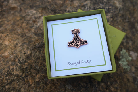 Viking Thor's Hammer Copper Lapel Pin
