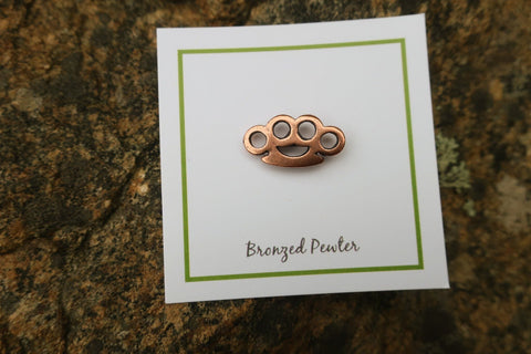 Brass Knuckles Copper Lapel Pin