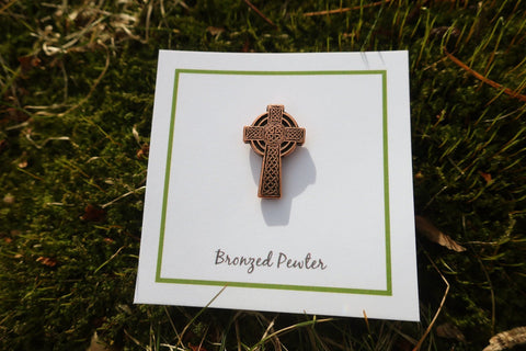 Celtic Cross Copper Lapel Pin