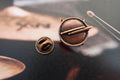 Drum with Drum Sticks Copper Lapel Pin