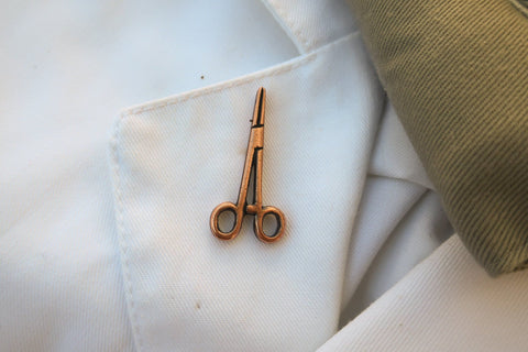 Hemostat Copper Lapel Pin