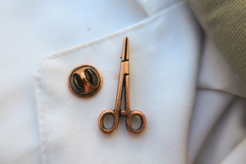 Hemostat Copper Lapel Pin