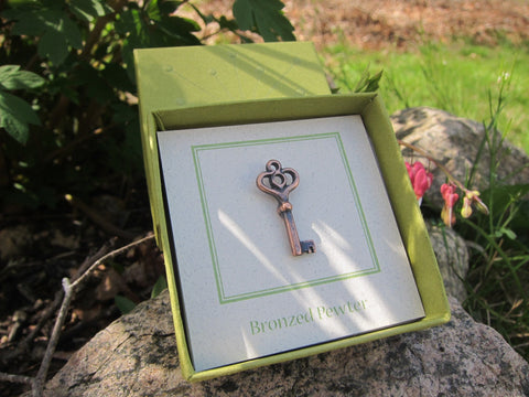 Skeleton Key Copper Lapel Pin