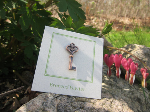 Skeleton Key Copper Lapel Pin