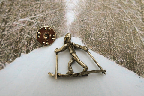 Cross Country Skier Lapel Pin