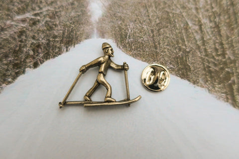 Cross Country Skier Lapel Pin