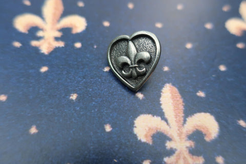 Fleur de Lis Heart Lapel Pin