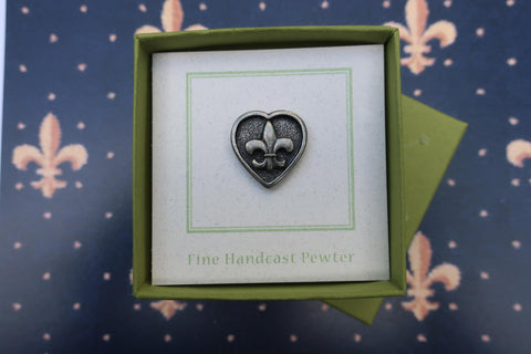 Fleur de Lis Heart Lapel Pin