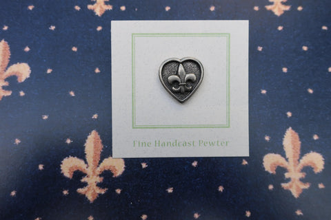 Fleur de Lis Heart Lapel Pin