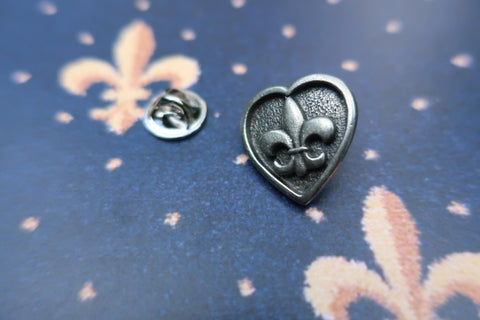 Fleur de Lis Heart Lapel Pin