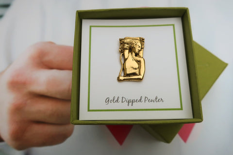 Breast Cancer Awareness Gold Lapel Pin