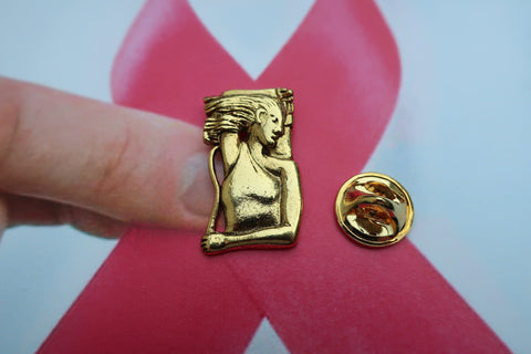 Breast Cancer Awareness Gold Lapel Pin
