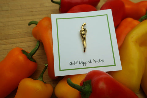 Chili Pepper Gold Lapel Pin