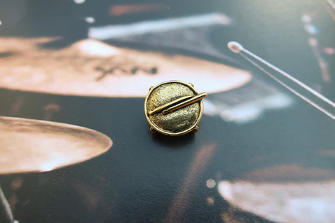 Drum with Drumsticks Gold Lapel Pin