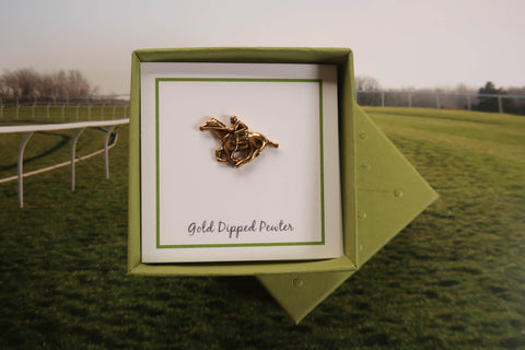 Jockey Gold Lapel Pin
