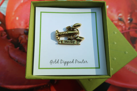Maine Lobster Gold Lapel Pin