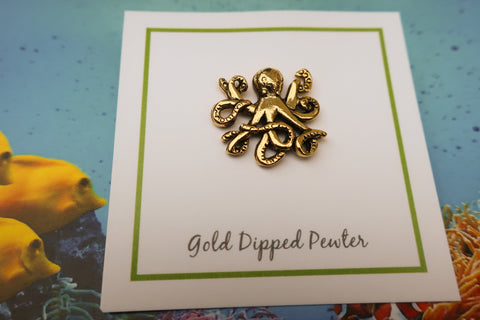 Octopus Gold Lapel Pin