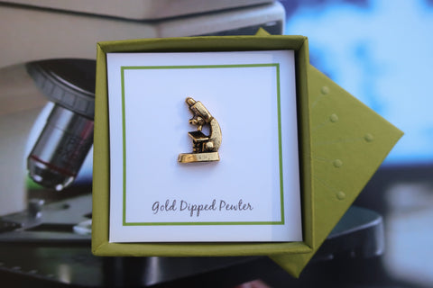 Stereo Microscope Gold Lapel Pin