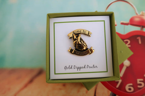 Time is Muscle Heart Attack Awareness Gold Lapel Pin