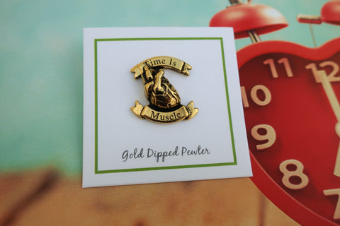 Time is Muscle Heart Attack Awareness Gold Lapel Pin
