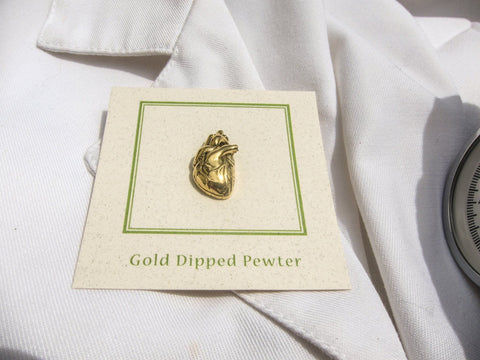 Human Heart Gold Lapel Pin