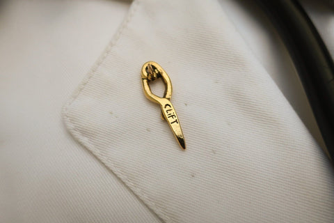 Aneurysm Clip Gold Lapel Pin