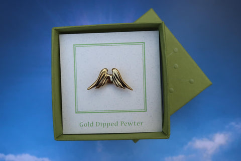 Angel Wings Gold Lapel Pin