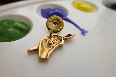 Artist's Hand with Brush Gold Lapel Pin