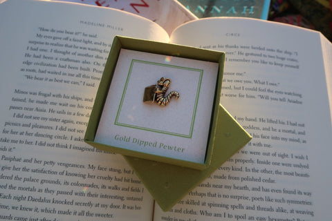 Bookworm Gold Lapel Pin
