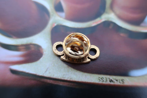 Brass Knuckles Gold Lapel Pin