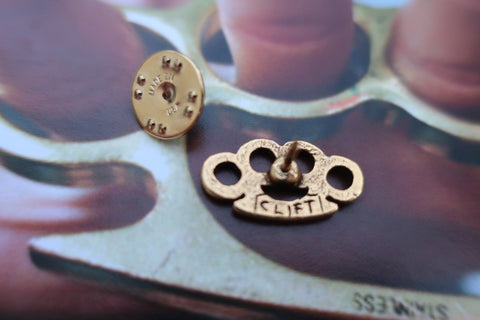 Brass Knuckles Gold Lapel Pin
