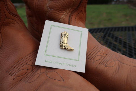 Cowboy Boot Gold Lapel Pin