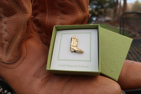 Cowboy Boot Gold Lapel Pin