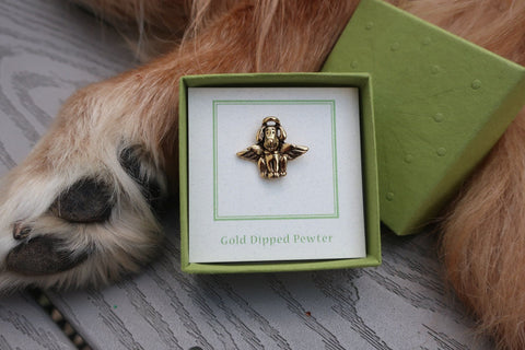 Dog Angel Gold Lapel Pin