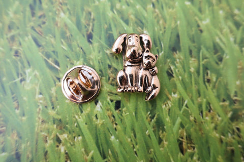 Dog and Cat Gold Lapel Pin