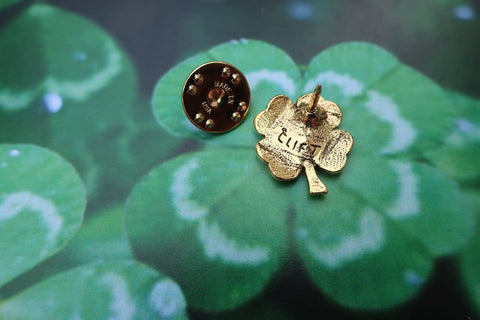 Four Leaf Clover Gold Lapel Pin