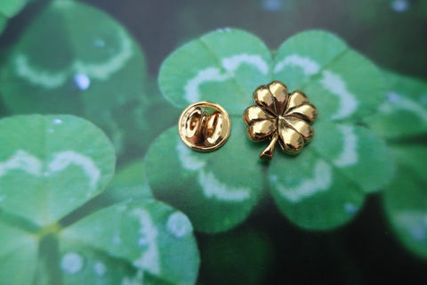 Four Leaf Clover Gold Lapel Pin
