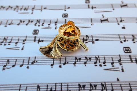 French Horn Gold Lapel Pin
