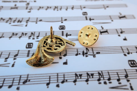French Horn Gold Lapel Pin