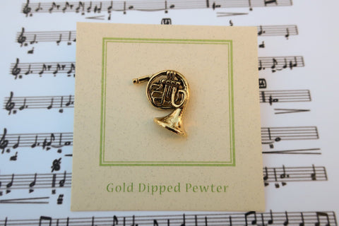 French Horn Gold Lapel Pin