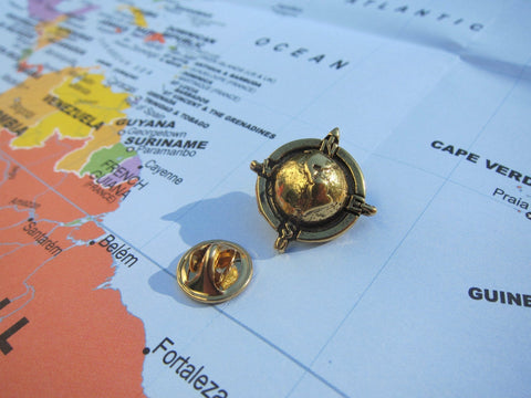 Globe Compass Gold Lapel Pin