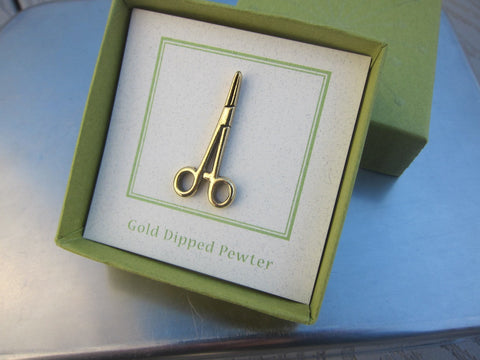 Hemostat Gold Lapel Pin