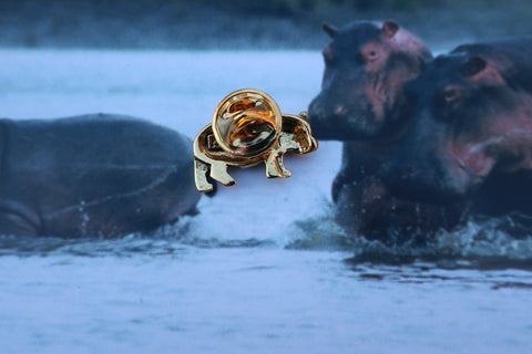 Hippopotamus Gold Lapel Pin