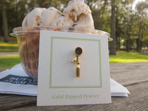 Ice Cream Scoop Gold Lapel Pin