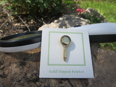 Magnifying Glass Gold Lapel Pin