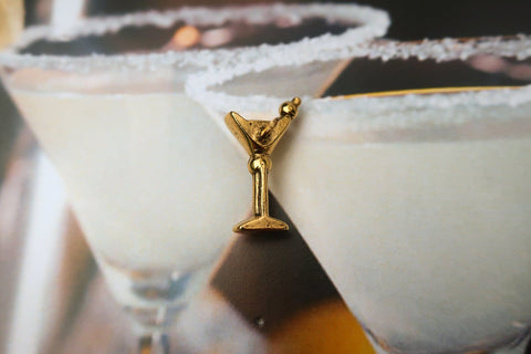 Martini Glass Gold Lapel Pin