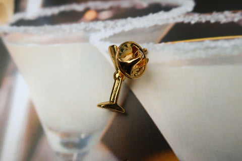 Martini Glass Gold Lapel Pin