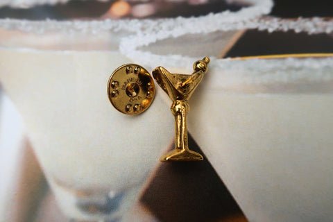 Martini Glass Gold Lapel Pin