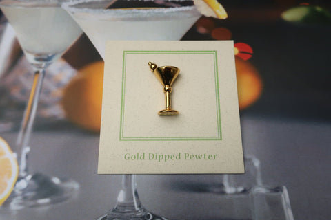 Martini Glass Gold Lapel Pin